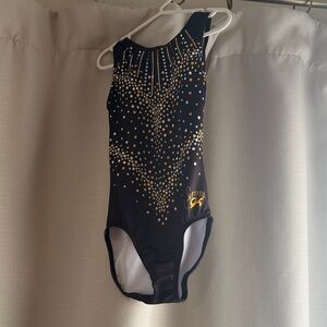 GK Simone CL Black and Gold Gymnastics Leotard